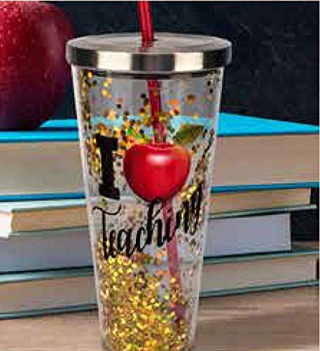 Spoontiques 20oz Mermaid Glitter Tumbler with Straw - Insulated Stainless Steel Cup for Iced Coffee, Smoothies & Beach Drinks | Perfect for Pool Parties, Summer Vacations & Gift Giving