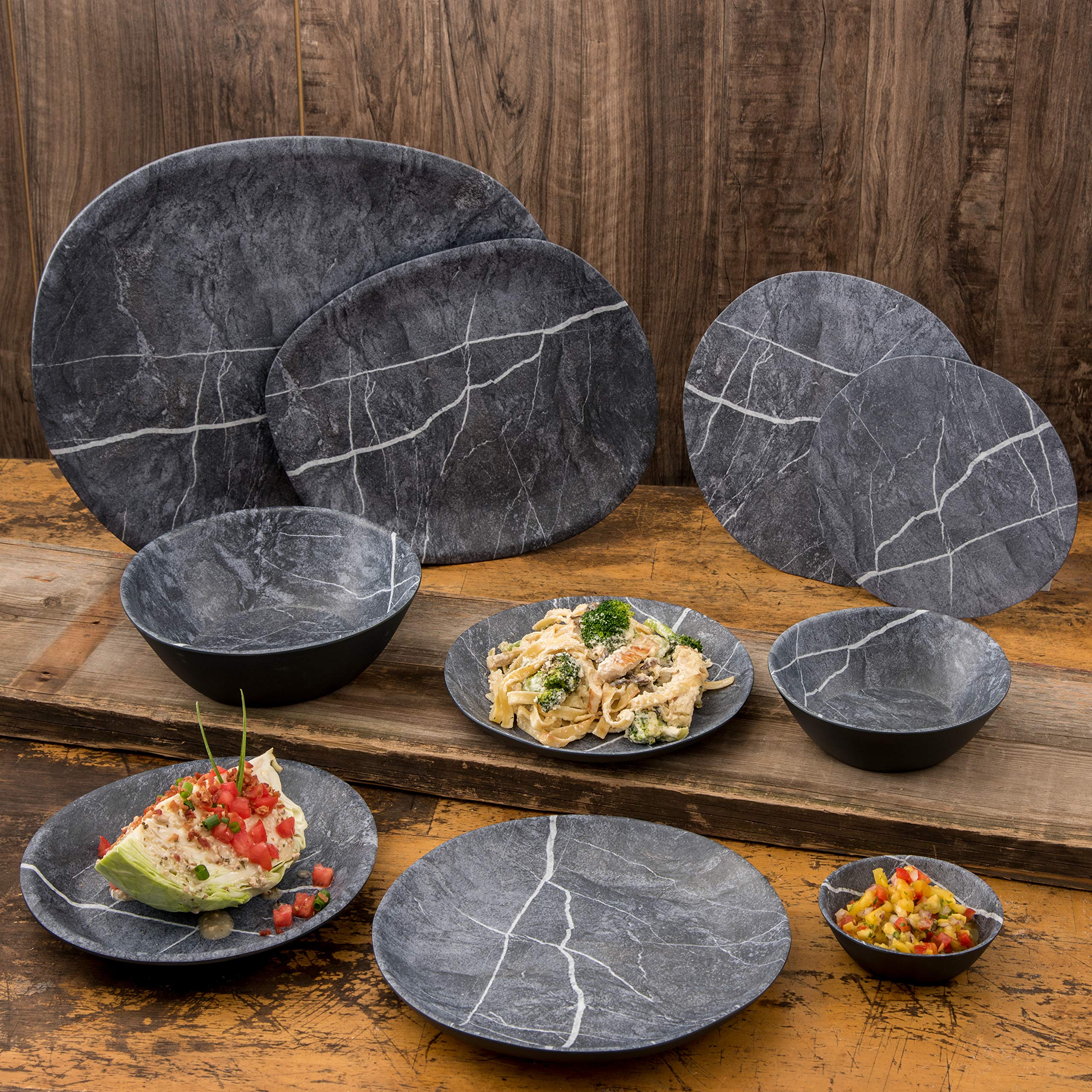 Carlisle 9-Inch Melamine Ridge Reusable Salad Plate - Durable Rimless Dish for Home, Restaurant & Catering - Soapstone Design (Pack of 12) - Perfect for Buffets, Picnics & Everyday Dining