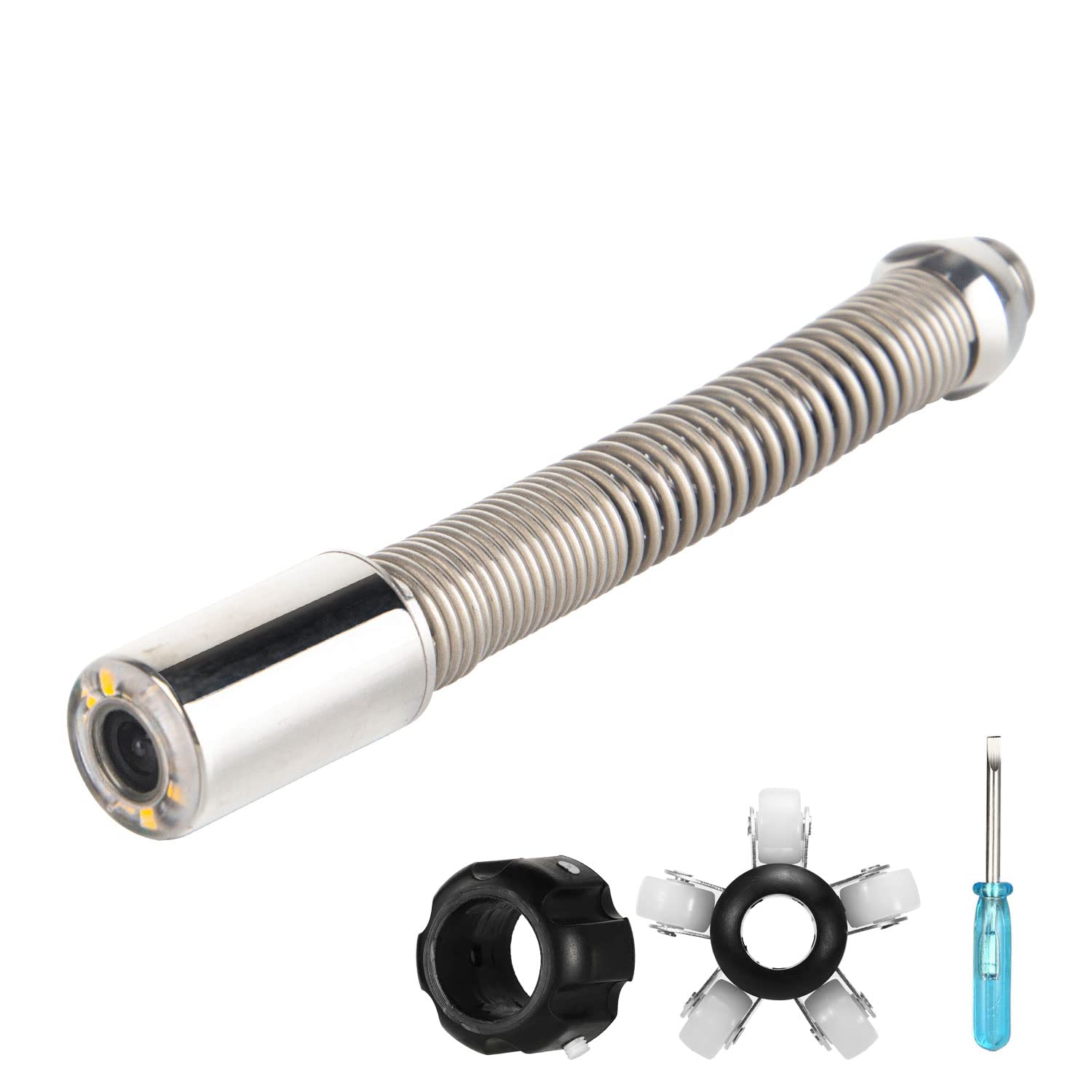 0.9 Inch/23mm Self-Leveling Sewer Camera Head with Wheels & Protective Cover - Industrial Drain Pipe Endoscope Accessories for Plumbing, HVAC & Municipal Maintenance Inspections