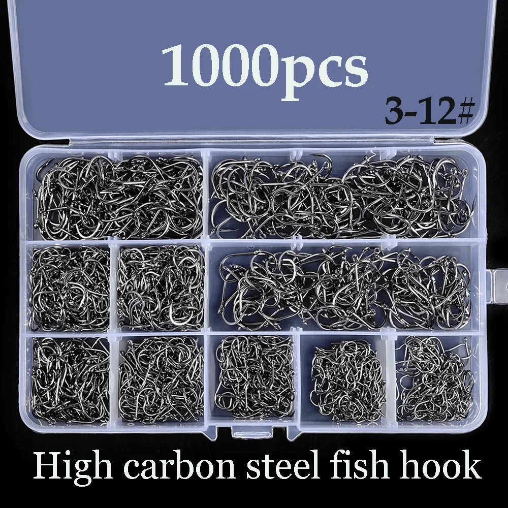 Premium Fishing Hook Box Set - 50pcs Stainless Steel Hooks for Freshwater & Saltwater Fishing - Ideal for Bass, Trout, and Saltwater Game Fish - Perfect for Anglers, Fishing Trips, and Outdoor Adventures