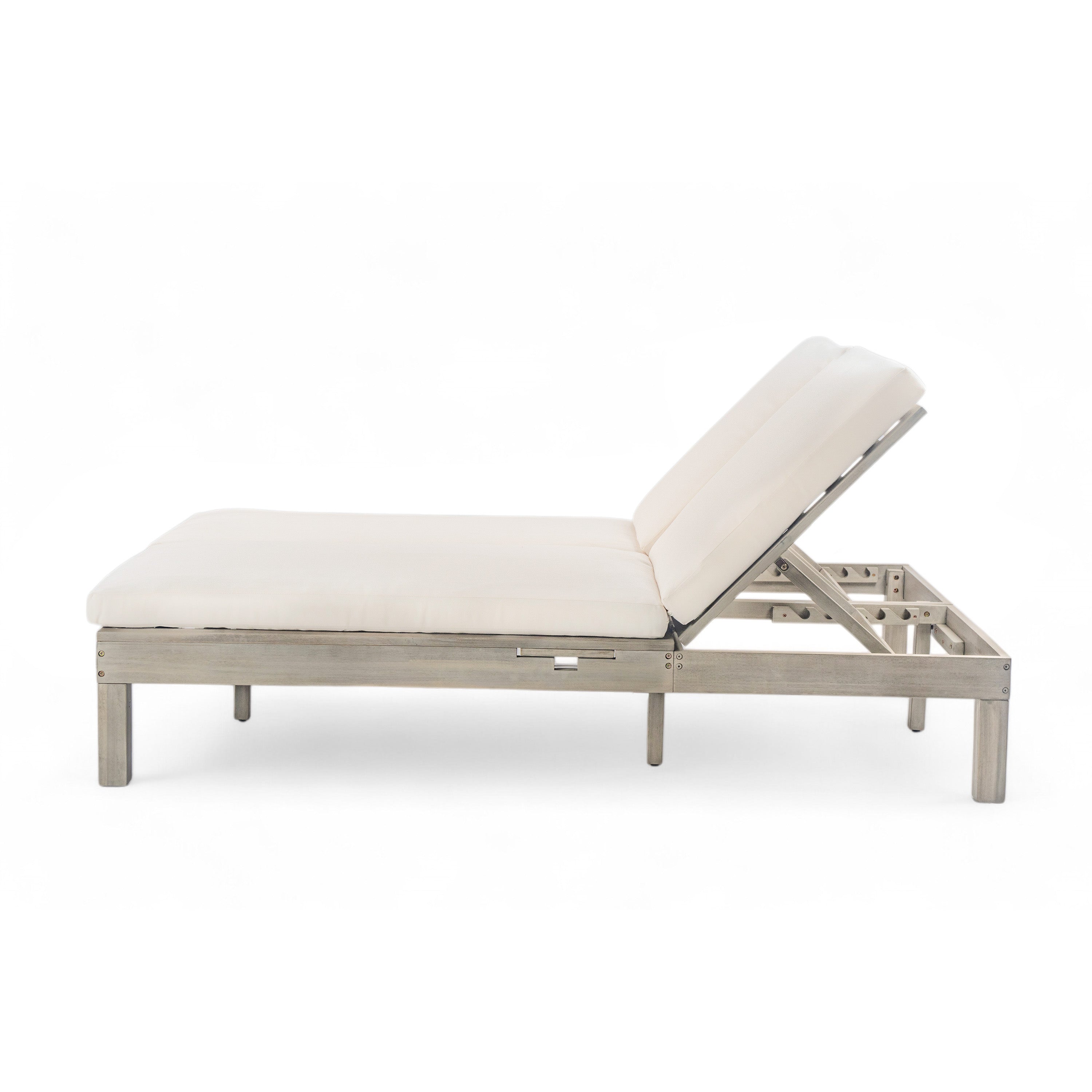 5-Position Adjustable Backrest Outdoor Chaise Lounge Daybed with Cushion & Folding Side Trays - Patio Poolside Garden Furniture for 2 People - Perfect for Sunbathing, Relaxing by the Pool or Backyard Lounging