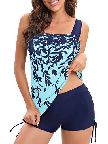 Cyan/ Navy Leaf