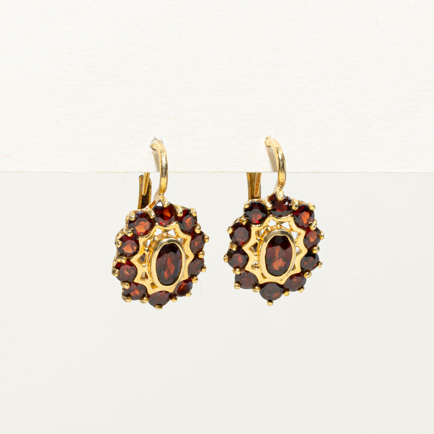 18K Gold Garnet Cluster Drop Earrings for Women - 2.00ctw Genuine Gemstone Dangle Earrings | Perfect for Weddings, Parties & Special Occasions