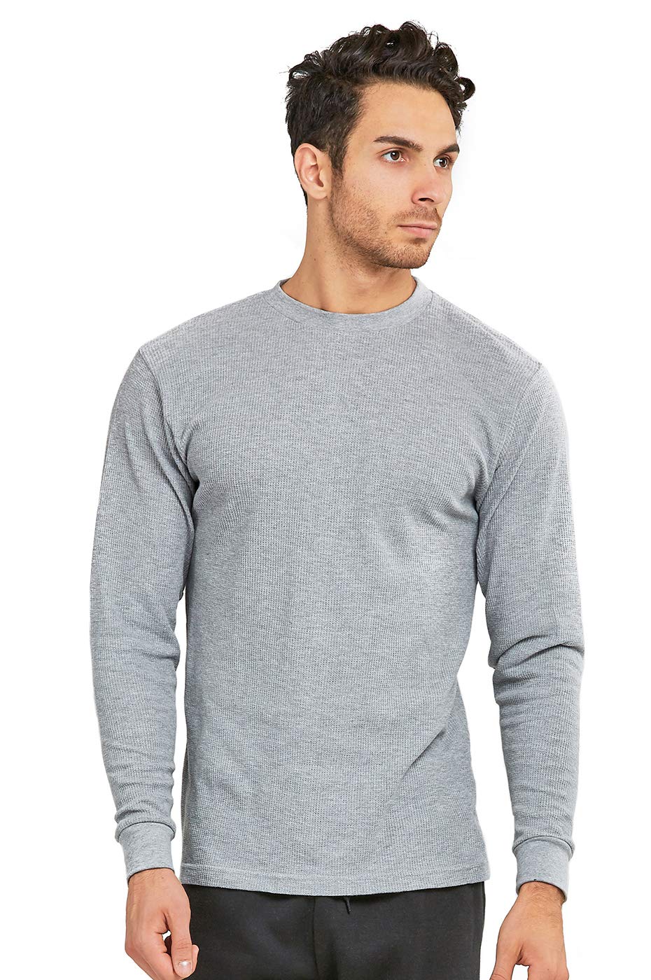 Men's Classic Waffle-Knit Heavy Thermal Top - Long Sleeve Winter Shirt for Men (Large, Heather Grey) | Warm Layering Base for Outdoor Activities, Camping & Cold Weather Workwear