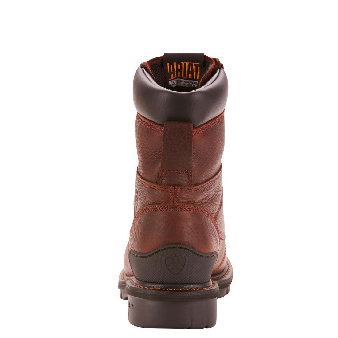 Hermosa XR 8 Inch Soft Toe Work Boots for Men - Comfortable Redwood Leather Safety Shoes - Perfect for Construction, Hiking & Outdoor Work