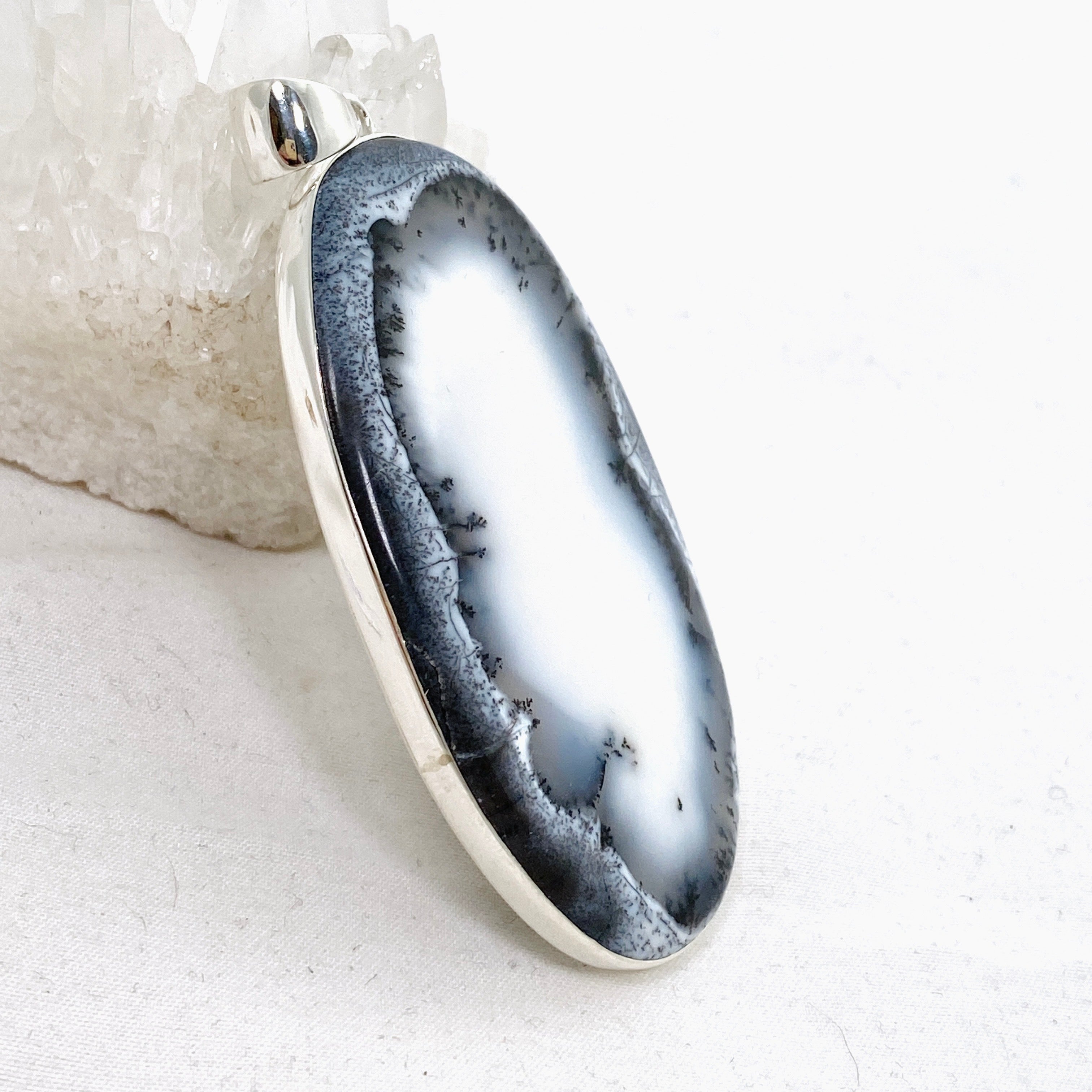 Dendritic Opal Oval Cabochon Pendant - Natural Gemstone Jewelry for Women - Perfect for Necklace Making & Gift Giving