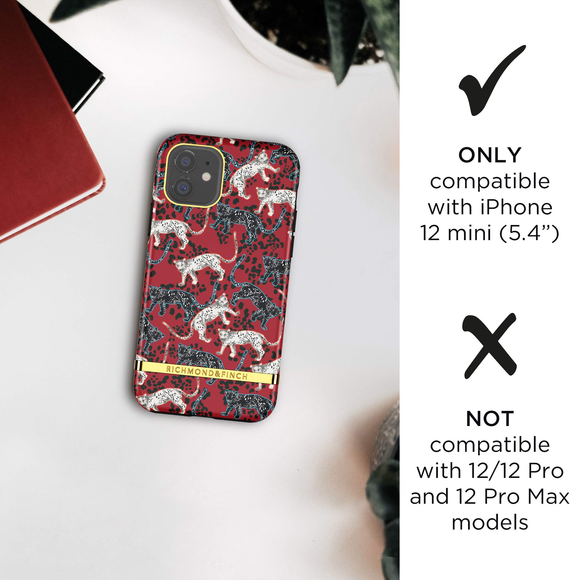 Richmond & Finch iPhone 12 Mini Case - Premium Red Leopard Print Protective Cover for 5.4 Inch | Shockproof & Scratch Resistant | Perfect for Everyday Use, Travel & Outdoor Activities