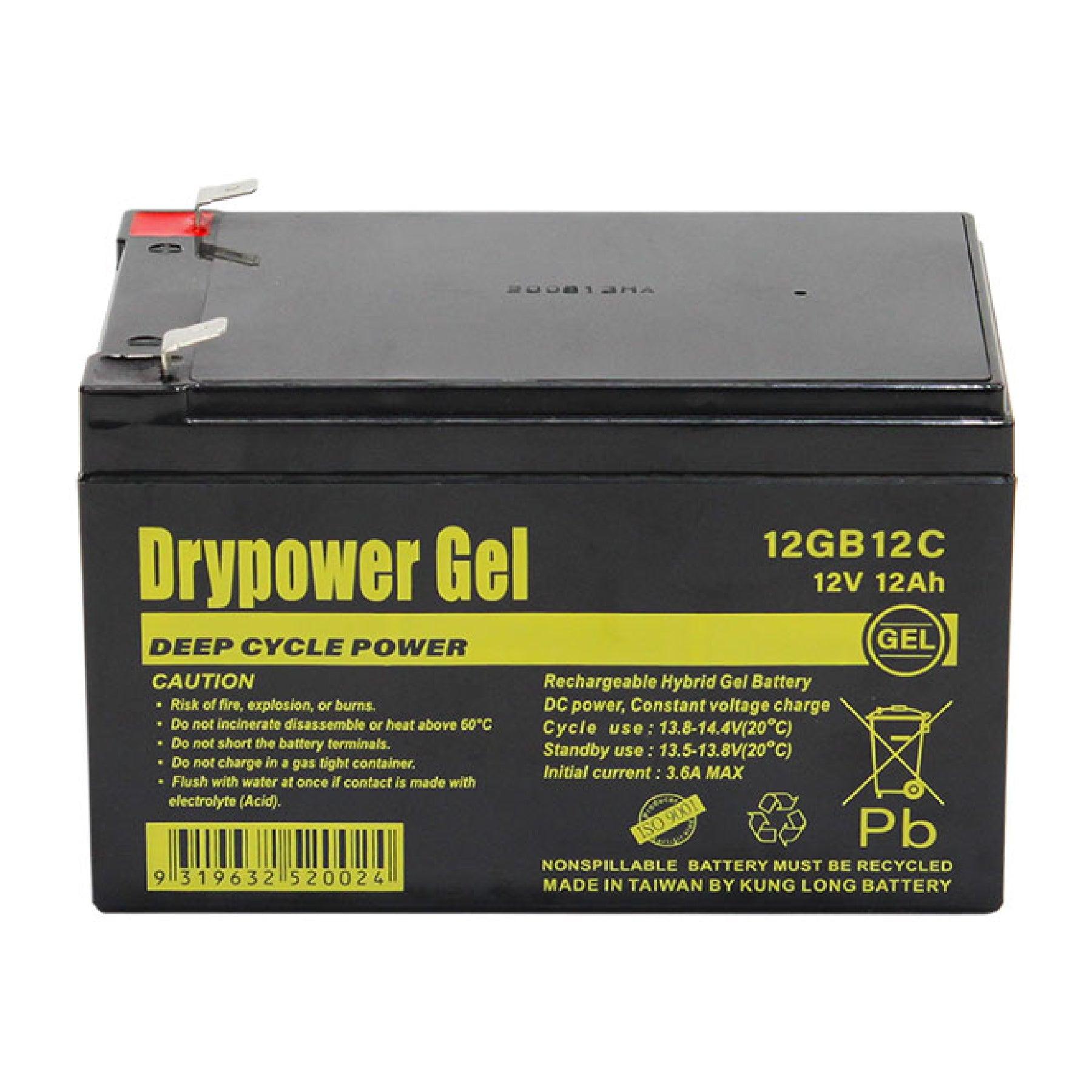 Drypower 12V Sealed Lead Acid Hybrid Gel Deep Cycle Battery - Rechargeable Power for Solar Systems, Marine, RV, and Off-Grid Applications