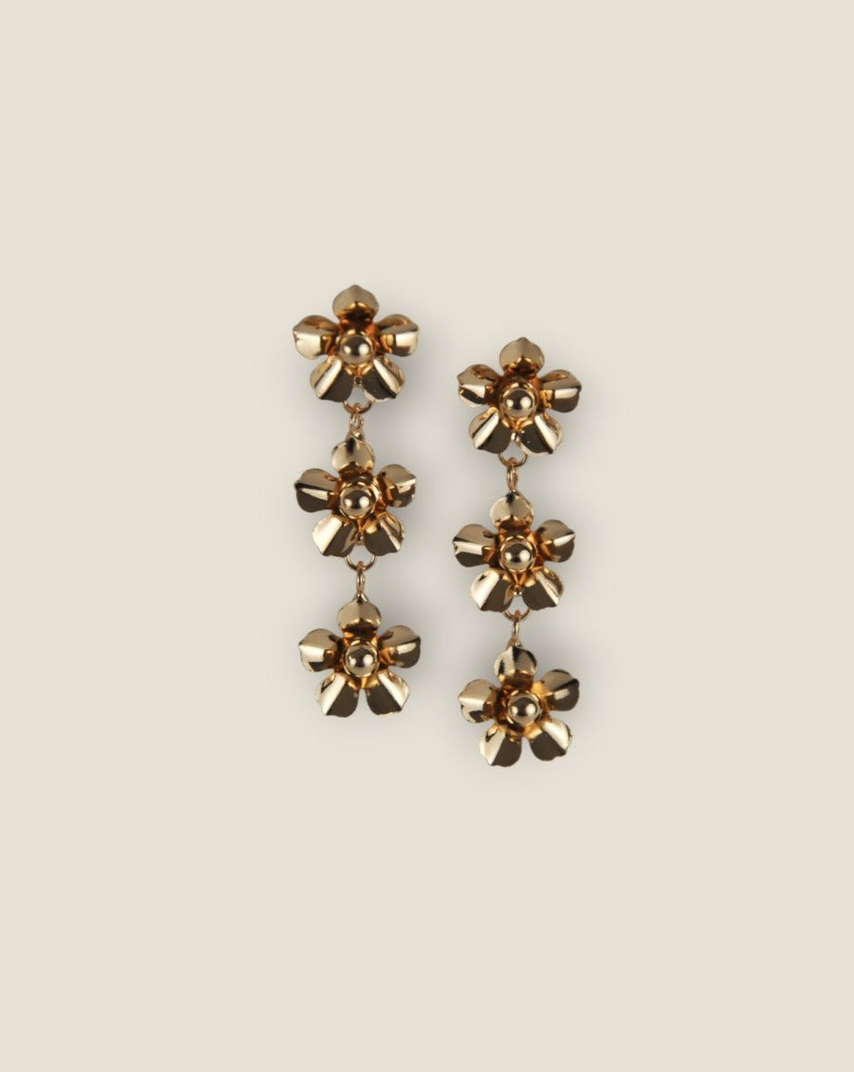 Valencia Flower Earrings for Women - Elegant Floral Dangle Earrings, Gold Plated Boho Jewelry for Party, Wedding & Everyday Wear
