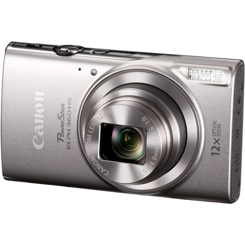 Canon PowerShot ELPH 360 HS Digital Camera - 12.1MP, 12x Optical Zoom, 1080p HD Video, WiFi & NFC, Silver - Perfect for Travel, Vlogging & Everyday Photography