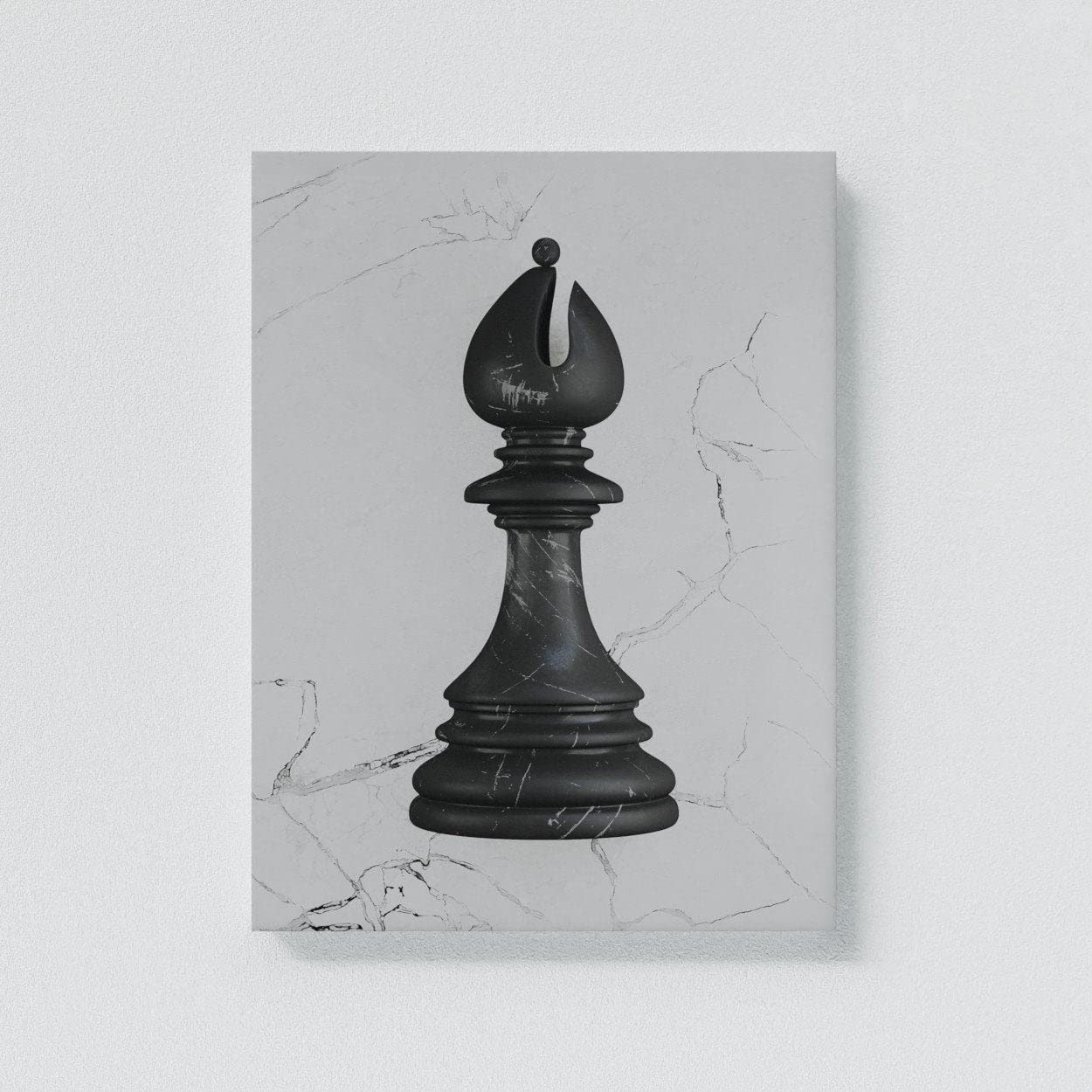 Bishop Chess Canvas Art - Modern Black Piece Checkmate Design for Club Players | Large 30x40 Inch Pop Art Home Decor Poster | Perfect for Game Rooms, Offices & Chess Enthusiast Gifts