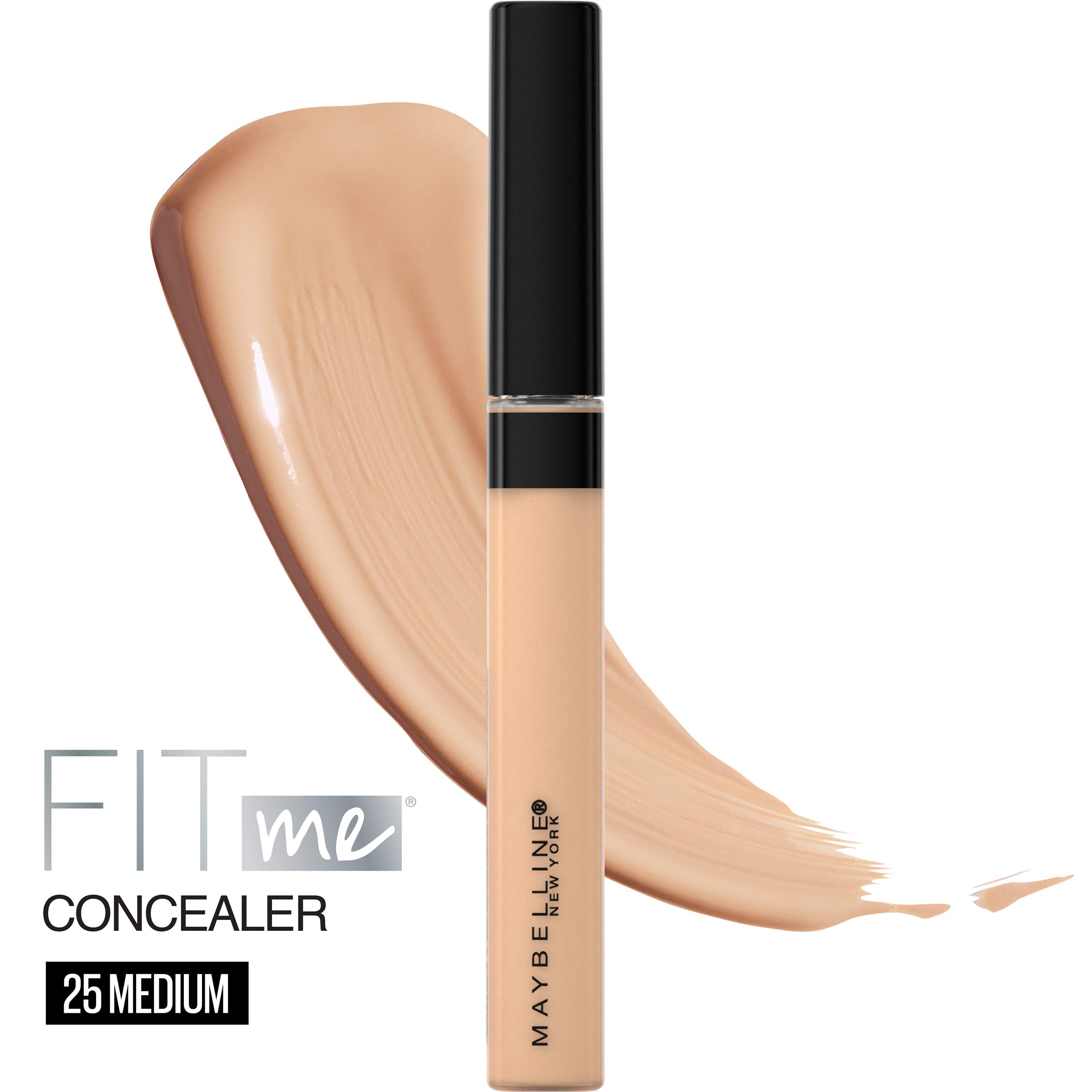 Maybelline New York Fit Me Concealer 25 Medium (6.8ml) & Lash Sensational Waterproof Mascara in Black (10ml) - Flawless Coverage & Voluminous Lashes for Everyday Makeup & Special Occasions