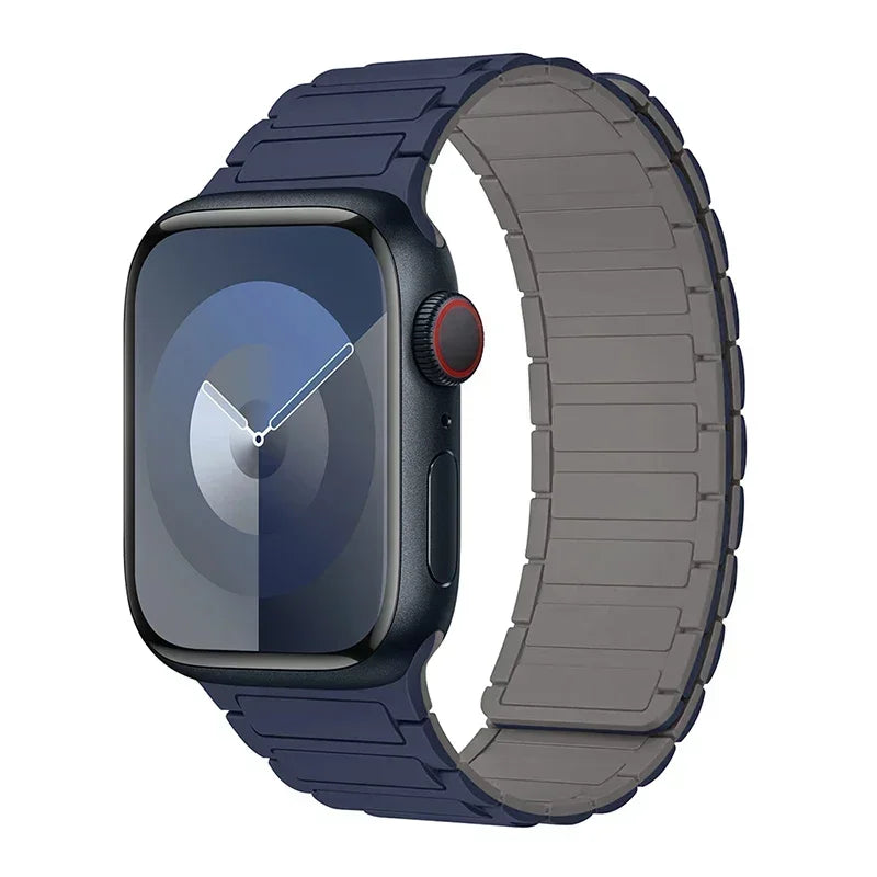 Silicone Magnetic Loop Band for Apple Watch - Navy Blue Strap - Secure Fit, Comfortable & Adjustable for Workouts, Running & Daily Wear