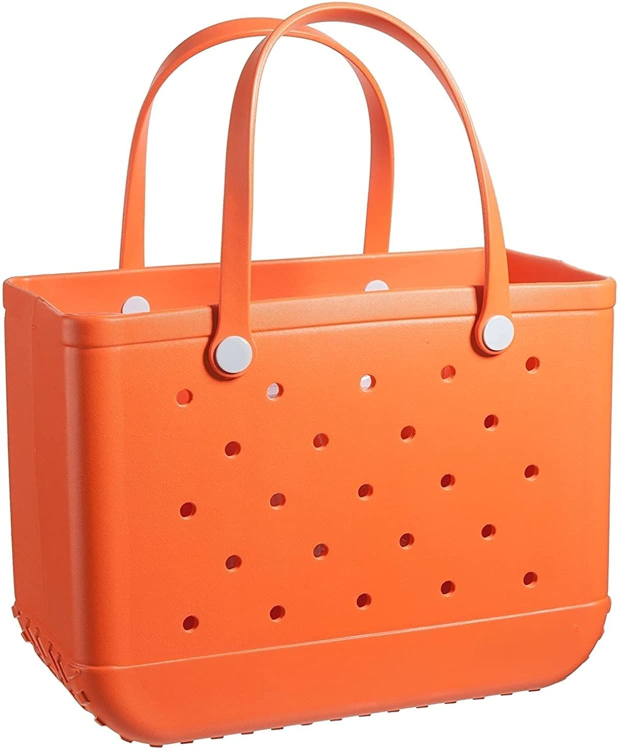 Waterproof EVA Oversized Beach Tote Bag with Drain Holes - Lightweight Portable Travel Handbag for Swimming, Pool, Boat, Gym & Outdoor Activities (Orange)