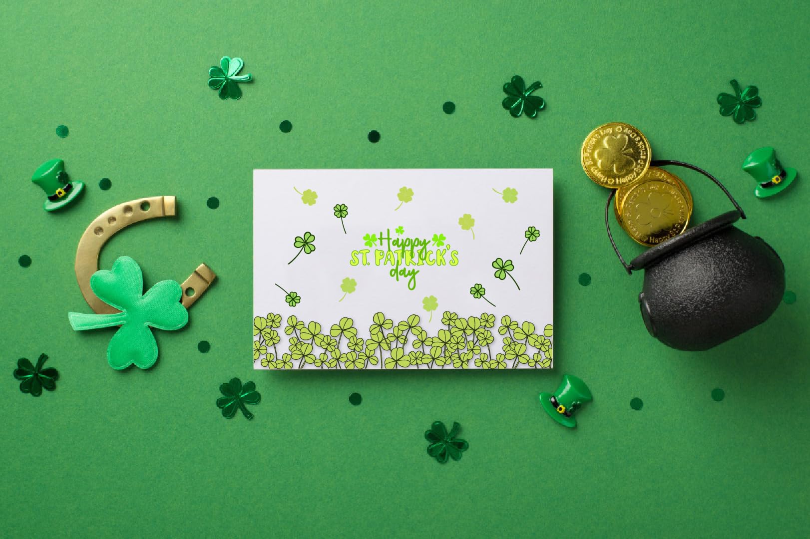 Arbuya St. Patrick's Day Clear Stamps Set - Lucky Clover & Phrase Rubber Stamps for Card Making, Scrapbooking, Journaling DIY - Perfect for Greeting Cards, Gift Wrapping & Holiday Crafts