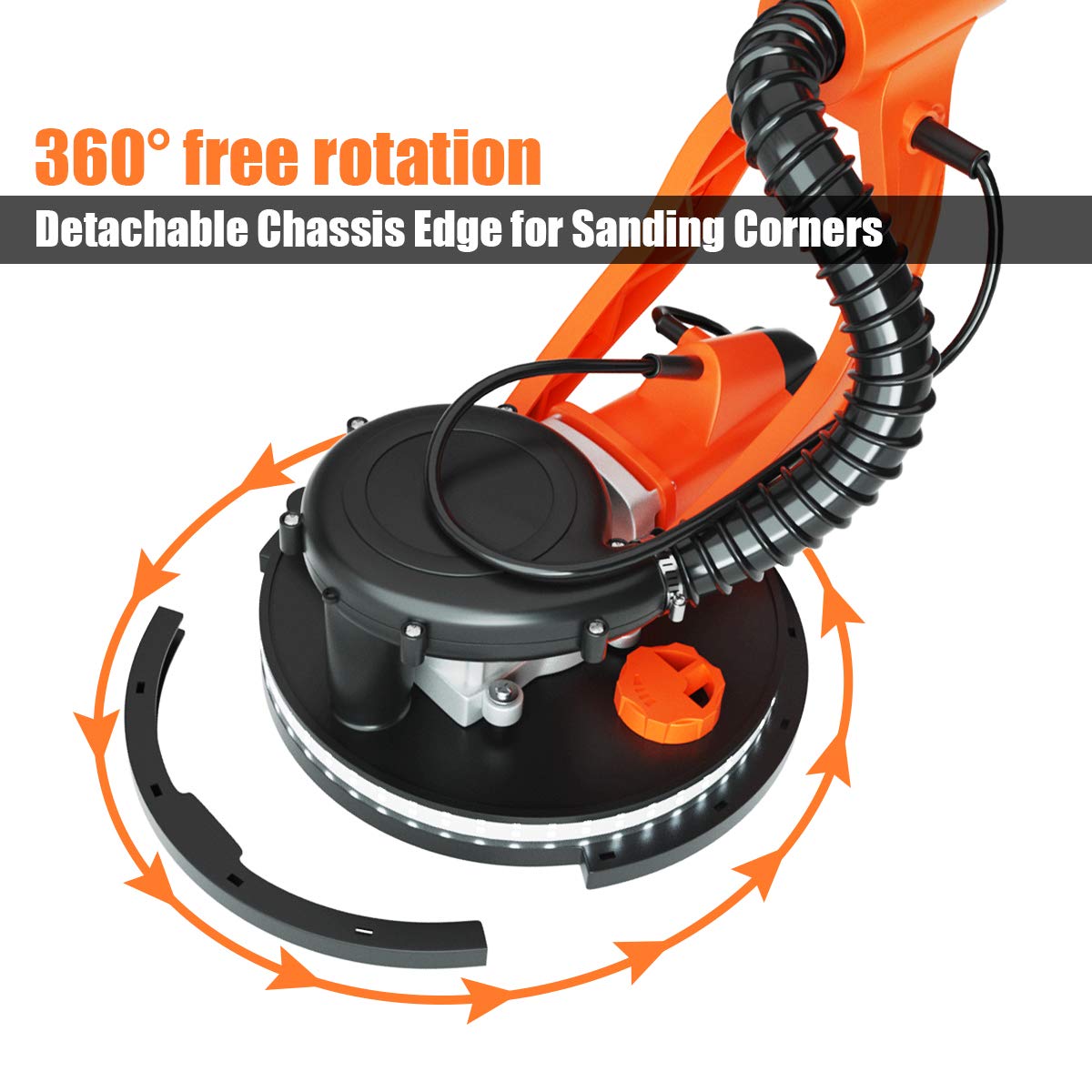 IRONMAX Electric Drywall Sander - 6-Speed Foldable Wall Sander with Vacuum Dust Collector, LED Light & Extendable Handle - Includes Dust Bag, Hose & 12 Sanding Discs - Perfect for Drywall Repair, Home Renovation & DIY Projects