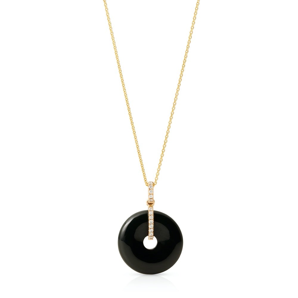 Black Nephrite Jade Pi & Diamond Pendant Necklace for Women - Elegant Spiritual Jewelry Gift for Birthday, Anniversary & Special Occasions