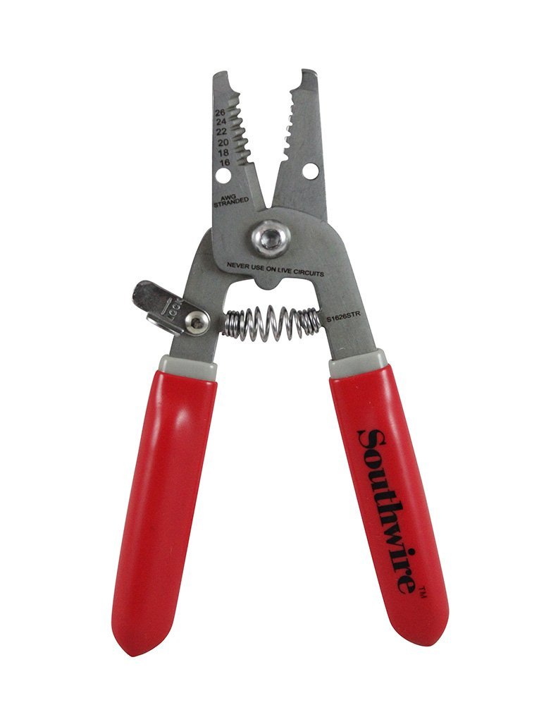 Southwire S1626STR Compact Wire Stripper Tool for Solid and Stranded Cables - Professional Electrician Tool for DIY Home Wiring, Automotive Repair & Electrical Projects