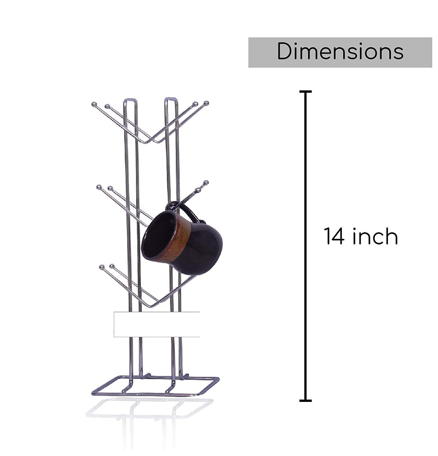 12-Piece Multipurpose Stainless Steel Spice Rack & Cup Holder - 2-Tier Kitchen Storage Shelf with 12 Hooks for Mugs, Spices & Utensils - Perfect for Coffee Bars, Pantry Organization & Small Space Storage