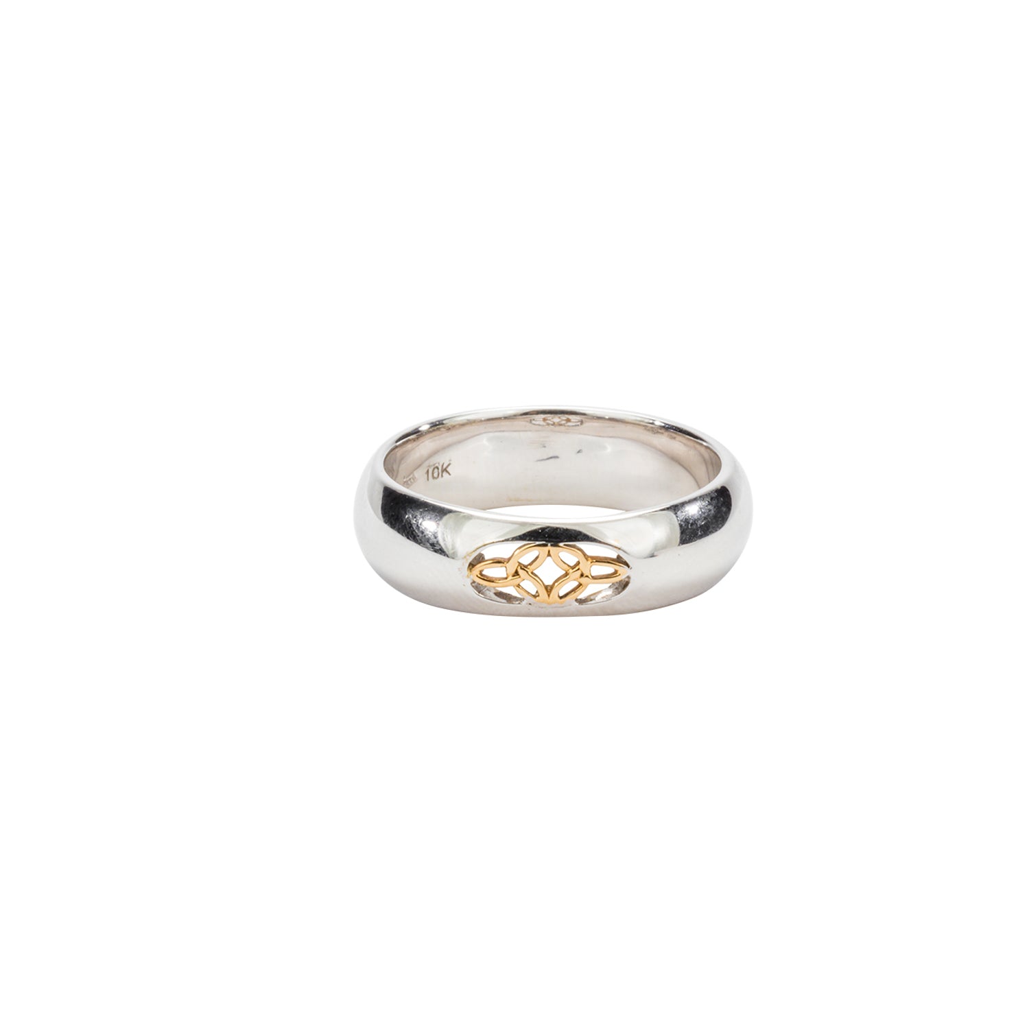 10K White and Yellow Gold Double Trinity Knot 'Ussie' Ring - Elegant Stackable Jewelry for Women, Perfect for Weddings, Anniversaries & Everyday Wear