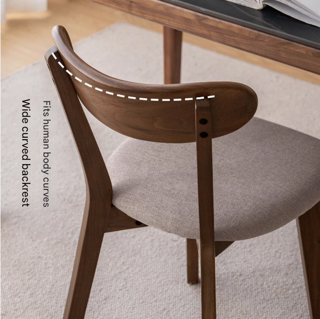 Solid Black Walnut Wood Dining Chairs with Soft Back - Elegant & Comfortable Seating for Home, Restaurant, and Office Use