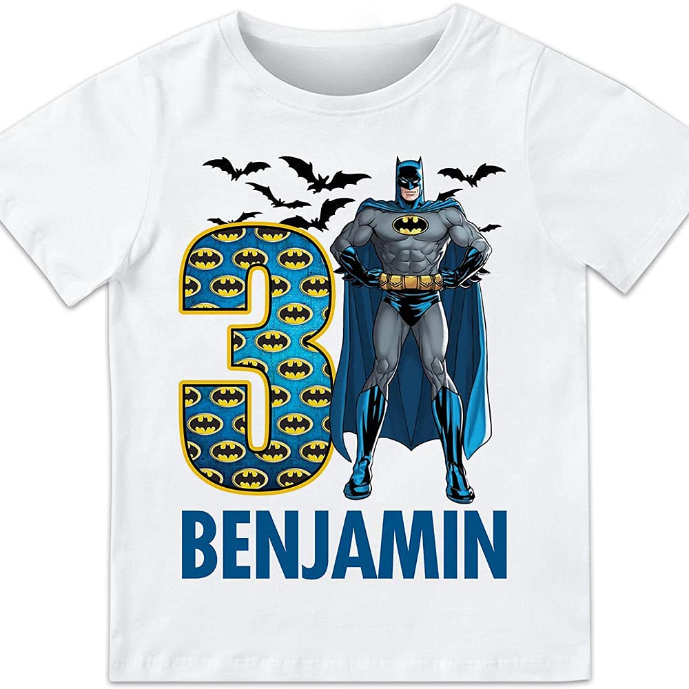 Batman Birthday T-Shirt for Men & Women - Batman Family Matching Shirts for Theme Parties - Cool Superhero Graphic Tee - Perfect for Costume Parties, Cosplay & Comic Con Events