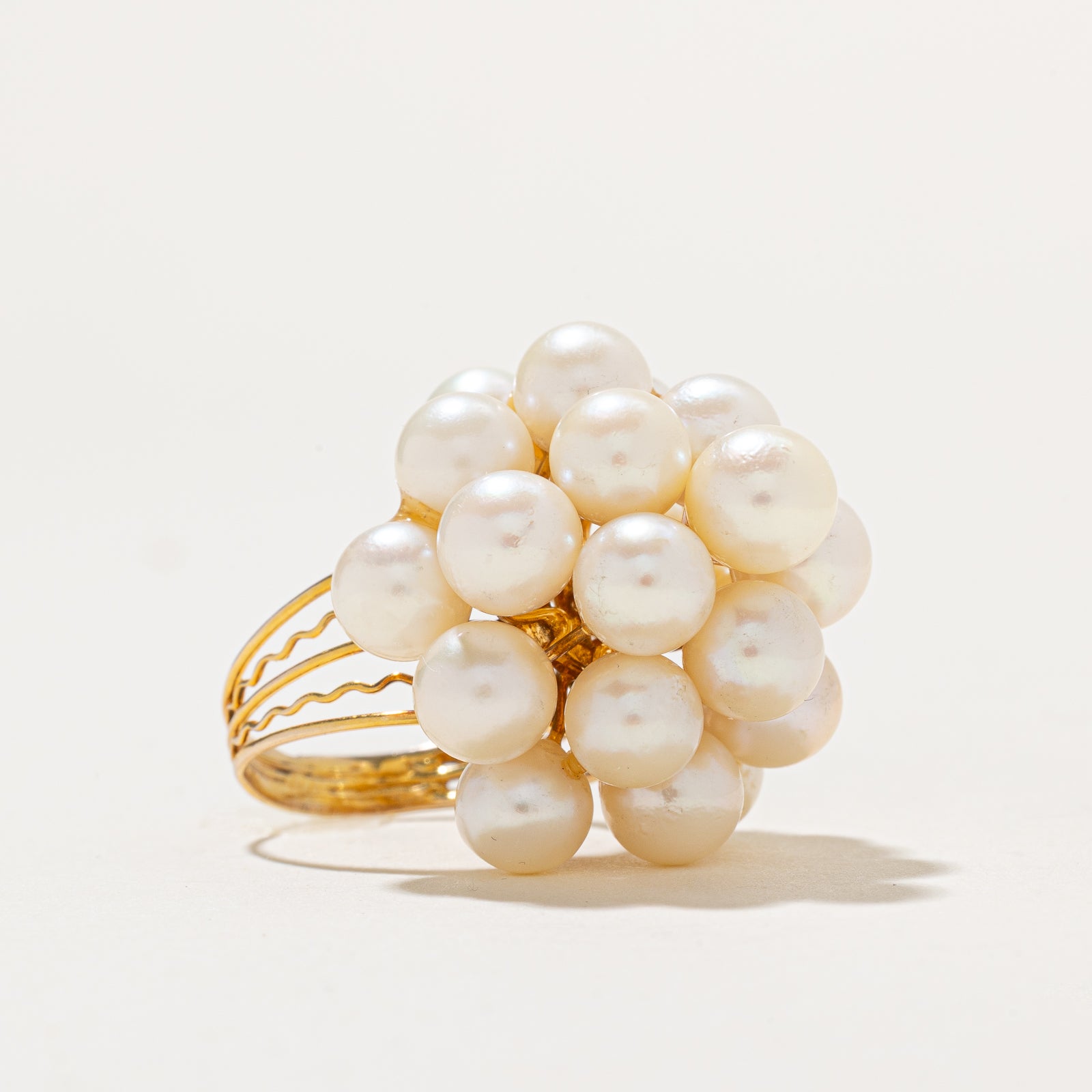 Elegant Pearl Cluster Cocktail Ring - Size 5.25 | Vintage-Inspired Statement Jewelry for Women | Perfect for Parties, Weddings & Evening Events