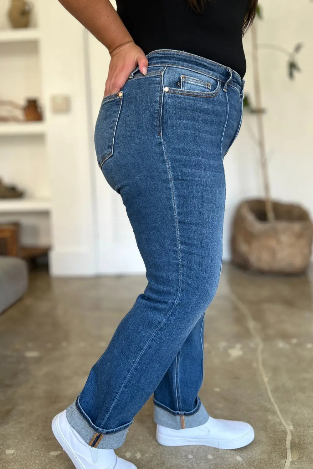 Judy Blue High Waist Straight Jeans for Women - Classic Front Seam Detail, Comfortable Stretch Denim Pants | Perfect for Casual Wear, Office Outfits & Date Night Looks