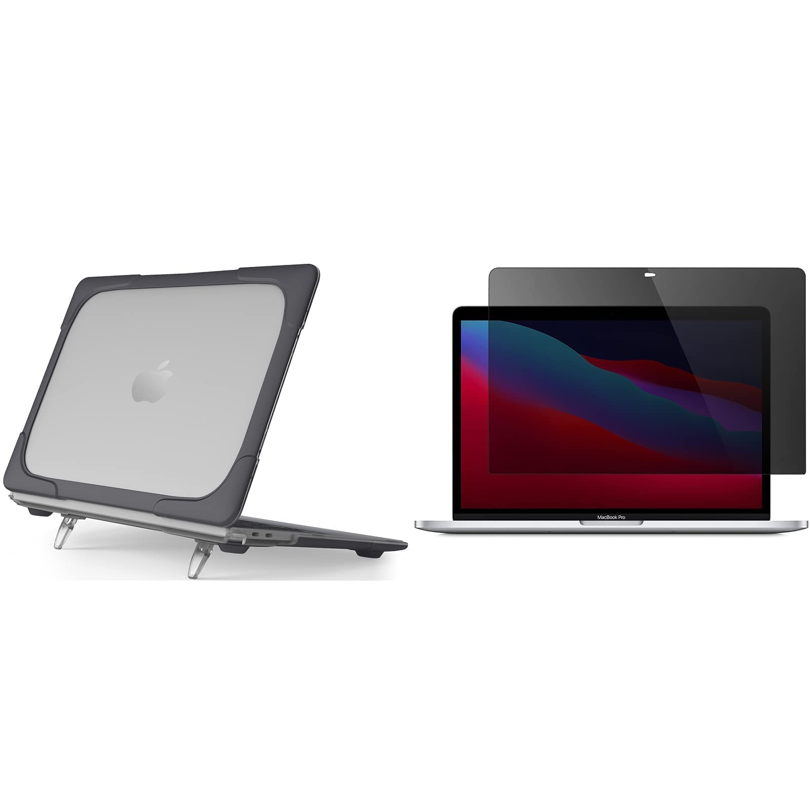 ProCase Rugged Hard Shell Case for MacBook Air 13 Inch (2020/2019/2018) with Privacy Screen Protector | Shockproof Laptop Cover for MacBook Air 13 & Pro 13 | Perfect for Travel, Office & School Use