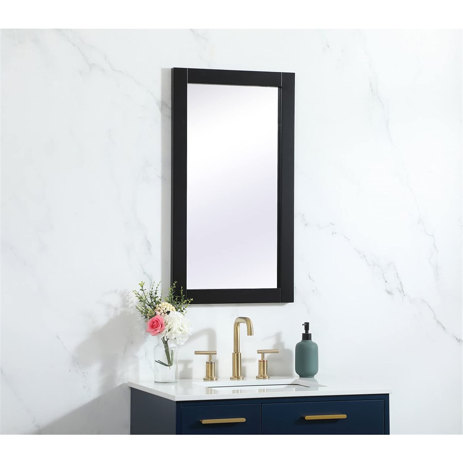 Elegant Black MDF Vanity Mirror 18x32 for Bathroom Decor