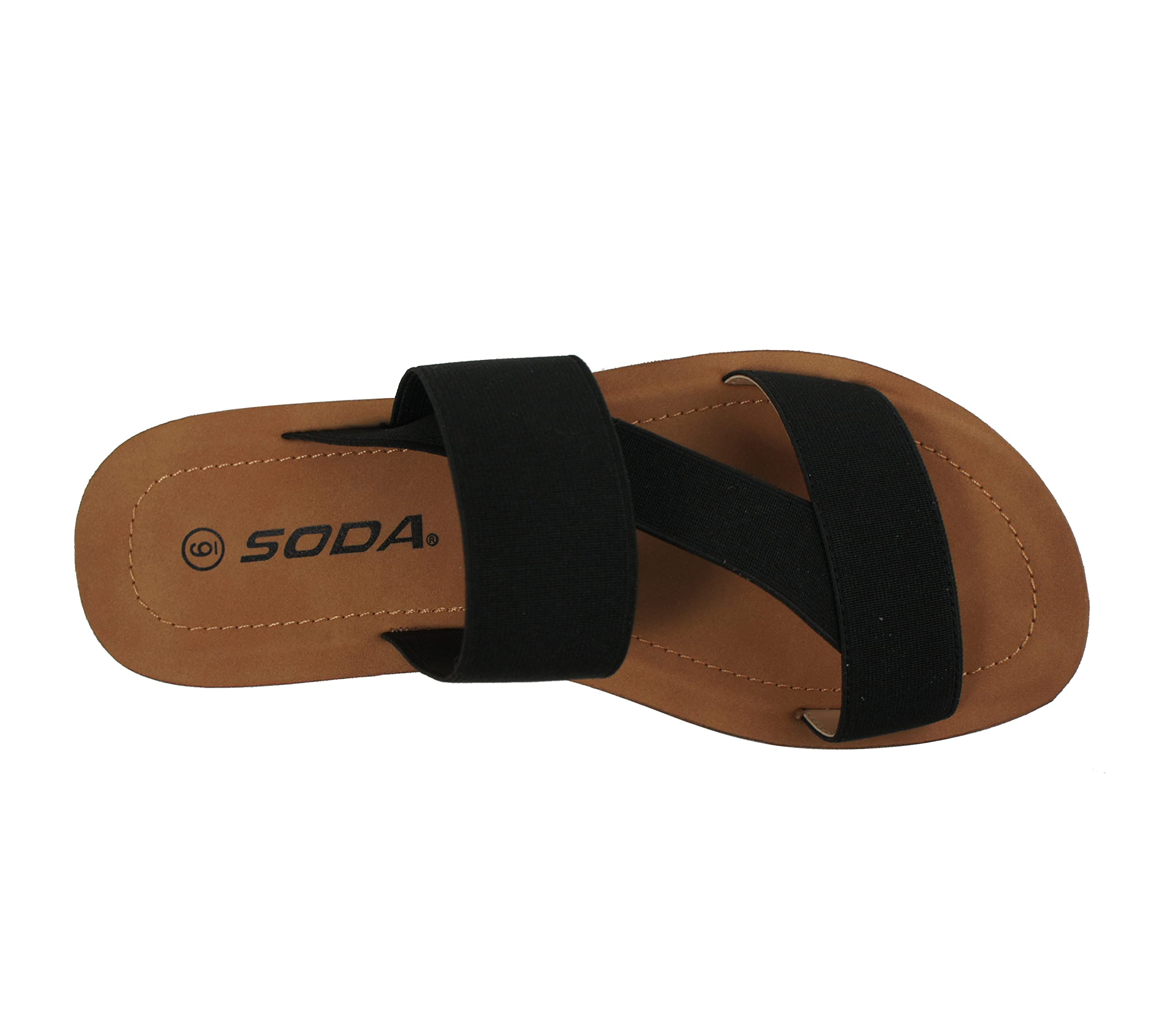Women's Fashion Gladiator Sandals - Slip On Open Toe Sandals with Double Elastic Bands & Diagonal Strap - Comfortable Casual Shoes for Beach, Summer Outfits & Daily Wear