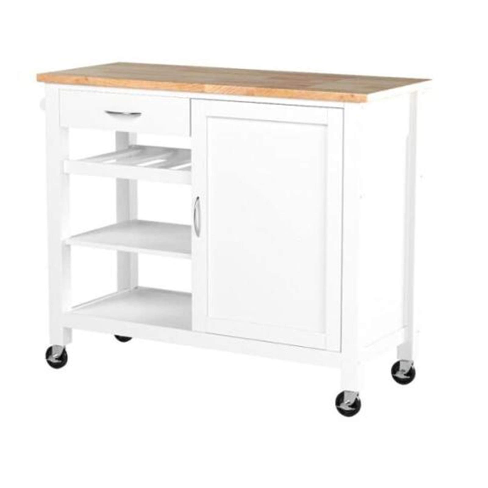 Stainless Steel & White Industrial Kitchen Cart with Storage, Towel Rack & Drawer - Prep and Serve Island for Home, Restaurant & Commercial Use