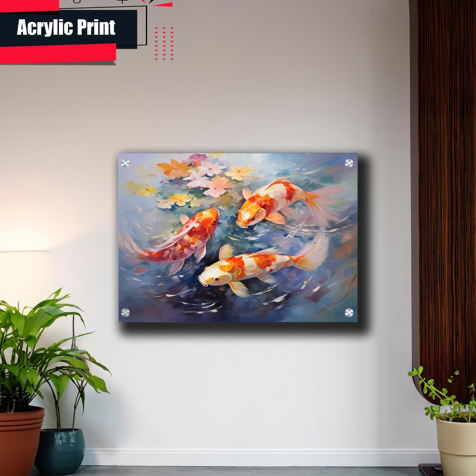 Japanese Koi Fish Art Print - Zen Wall Decor & Koi Pond Poster for Home, Office & Meditation Room - Elegant Japanese Koi Wall Art for Living Room, Bedroom & Bathroom Decor