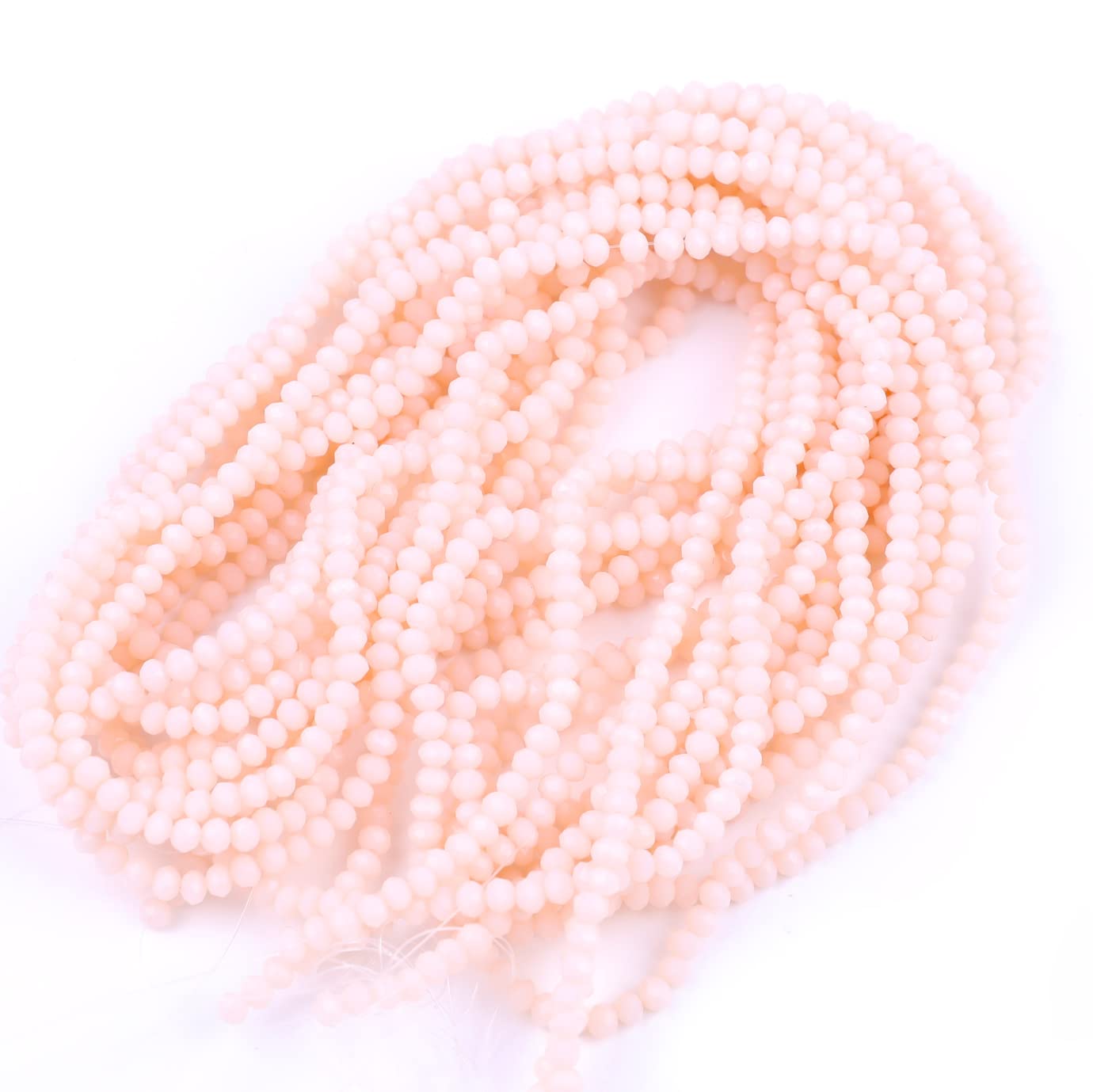 1500 Pcs Bulk Porcelain Crystal Glass Beads - Assorted Colors (4mm) for Jewelry Making - Briolette, Round & Rondelle Spacer Beads with Elastic String - Perfect for DIY Bracelets, Necklaces & Craft Projects (Padparadscha)