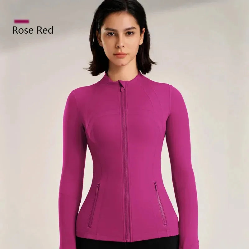 2024 Women's Slim Fit Collar Jacket - Quick Dry Breathable Long Sleeve Sports Jacket for Yoga, Running & Gym Workouts - Perfect for Fitness Training & Outdoor Activities