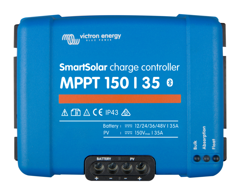 Victron Energy SmartSolar MPPT 150/35 Solar Charge Controller - 35A 150V Max Input for RV, Marine & Off-Grid Solar Systems | SCC115035210 | Perfect for Solar Panel Battery Charging in Boats, Campers & Remote Cabins