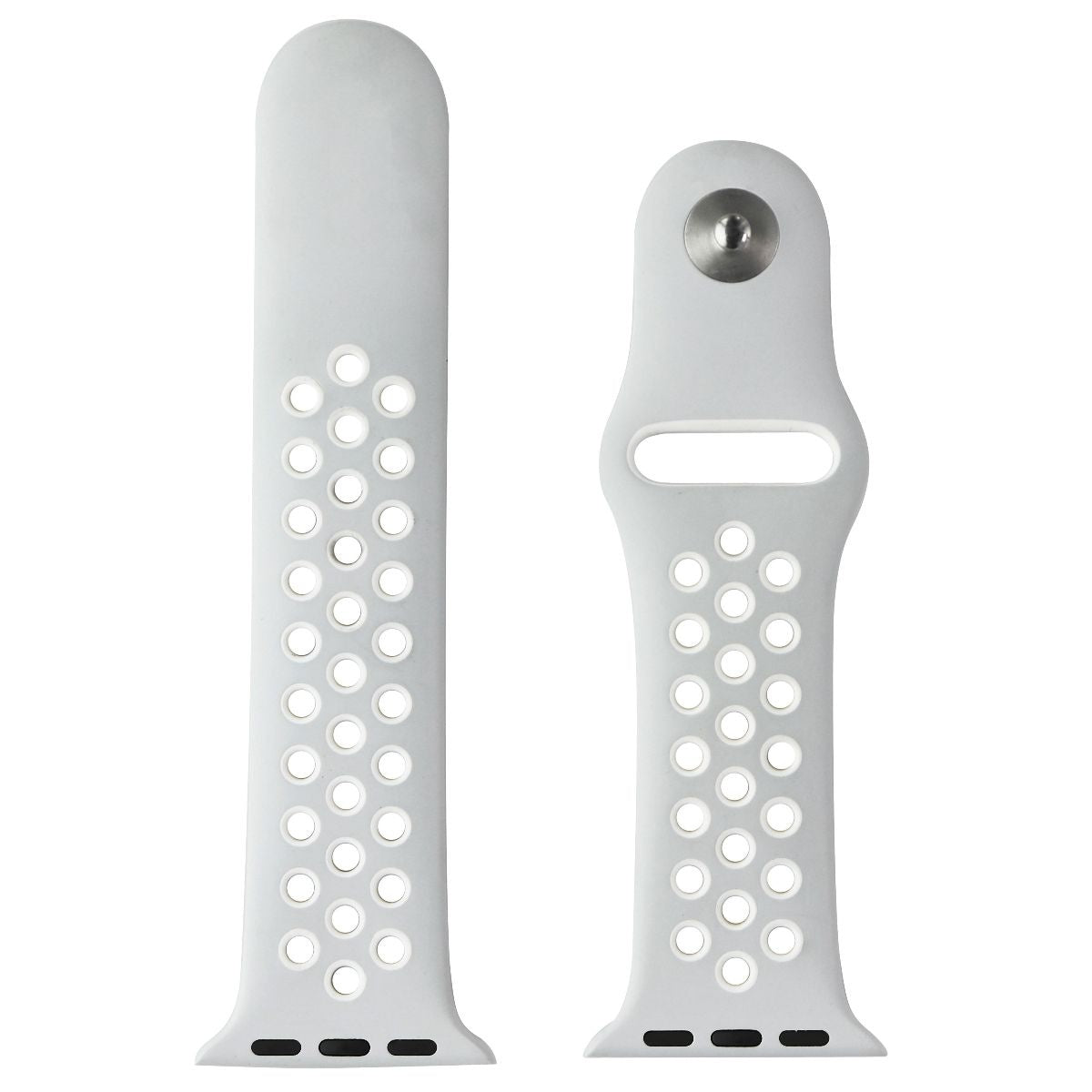 Apple Watch Nike Sport Band 42mm/44mm/45mm - Flat Silver/White (S/M) - Lightweight & Breathable for Running, Workouts & Daily Wear
