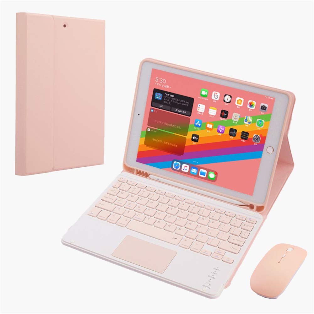 Wireless Bluetooth Keyboard Case with Touchpad & Mouse for iPad Air 2/5th/6th Gen 9.7 inch - Detachable 3-Piece Set (Pink) | Perfect for Work, Study & Travel