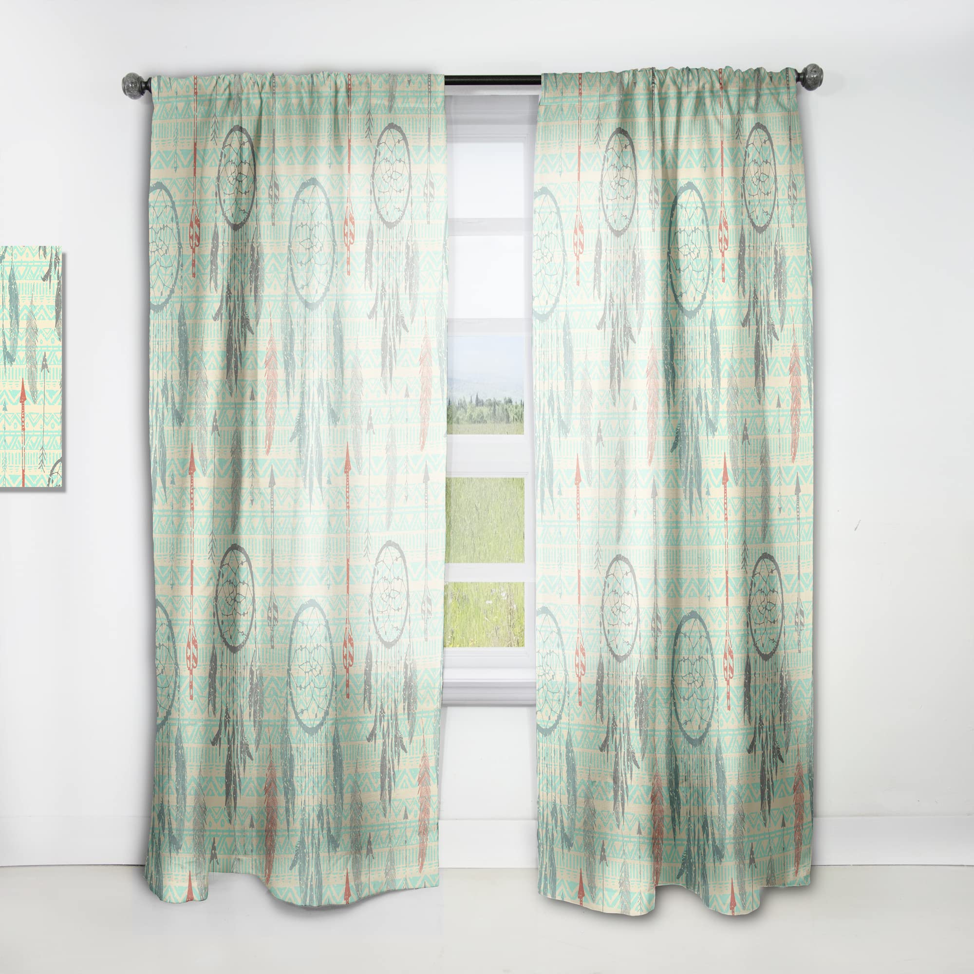 DesignQ Dream Catchers Tribal Print Blackout Curtains - Thermal Insulated Single Panel 52x63 Inches for Bedroom & Living Room - Boho Home Decor, Noise Reducing Window Drapes for Better Sleep & Privacy