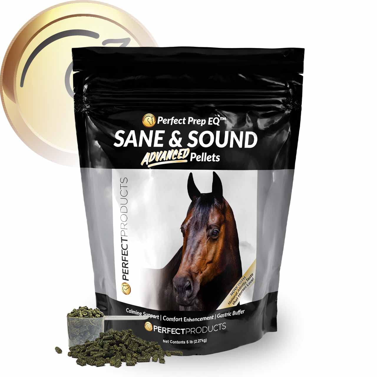 Perfect Prep EQ Sane and Sound Horse Supplement Pellets - 5 lb Bag for Equine Digestive Health & Calming Support | Ideal for Performance Horses & Anxious Equines
