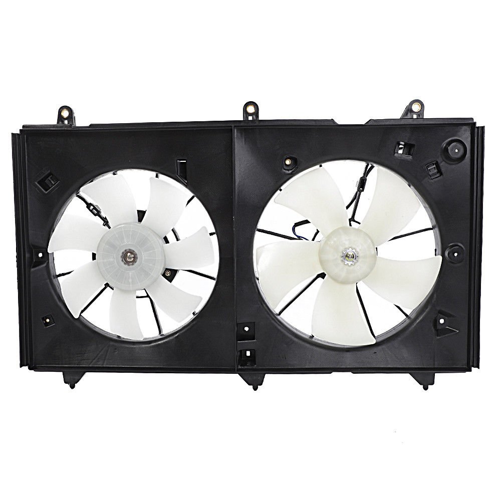 High Performance Dual Radiator and Condenser Fan Assembly - Compatible with 2003-2007 Honda Fit & 2.4L Honda Accord Models - Perfect for Engine Cooling System Upgrades and Summer Heat Protection