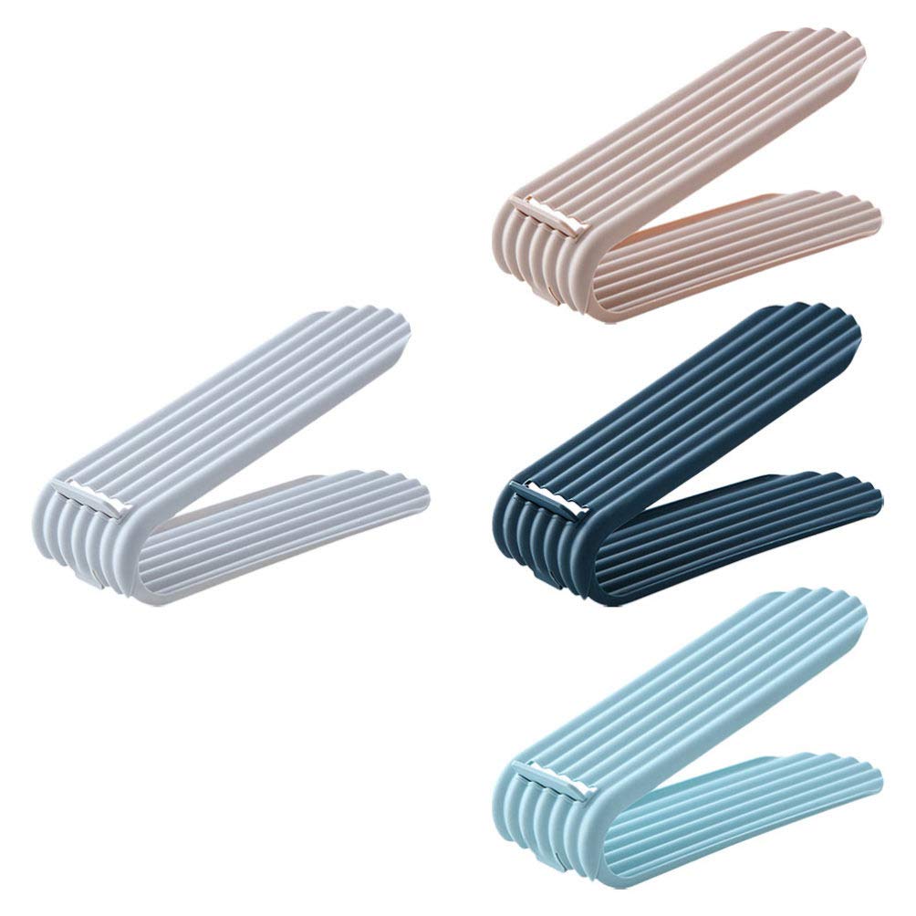 Cabilock 4-Pack Adjustable Shoe Stacker Organizer - Space Saving Shoe Rack Holder for Closet & Cabinet Organization (Random Colors) - Perfect for Small Spaces, Dorm Rooms & Apartment Storage