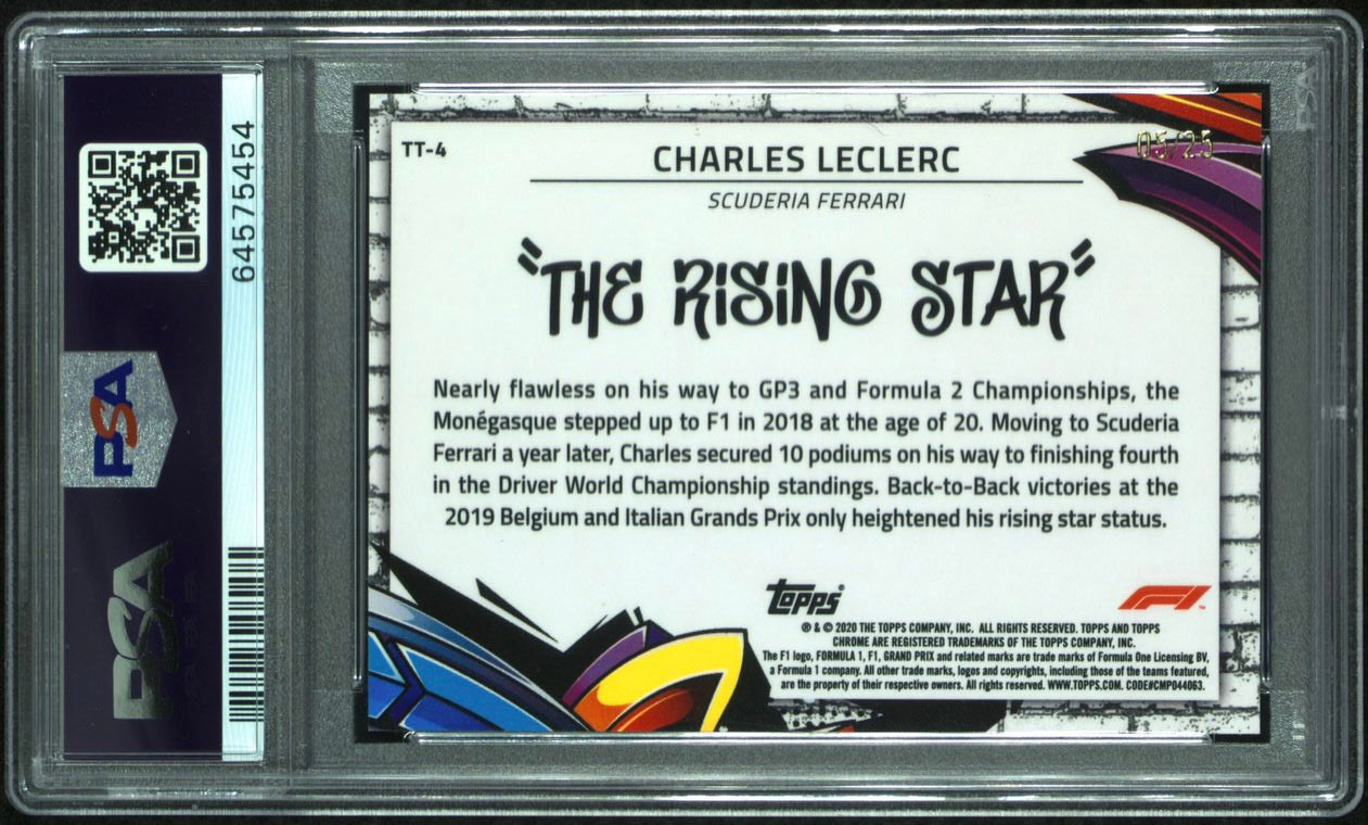2022 Topps Chrome F1 Charles Leclerc Orange Refractor PSA 8 Trading Card - Perfect for F1 Collectors, Racing Fans & Sports Memorabilia Enthusiasts