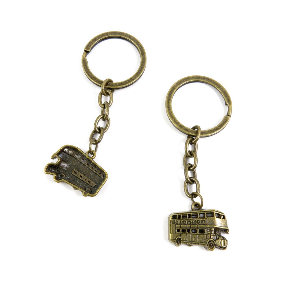 Vintage Antique Bronze Keychain - London Bus Charm for Jewelry Making, Keyring & DIY Craft Supplies (KC0867) | Perfect for Gifts, Travel Souvenirs & Handmade Accessories