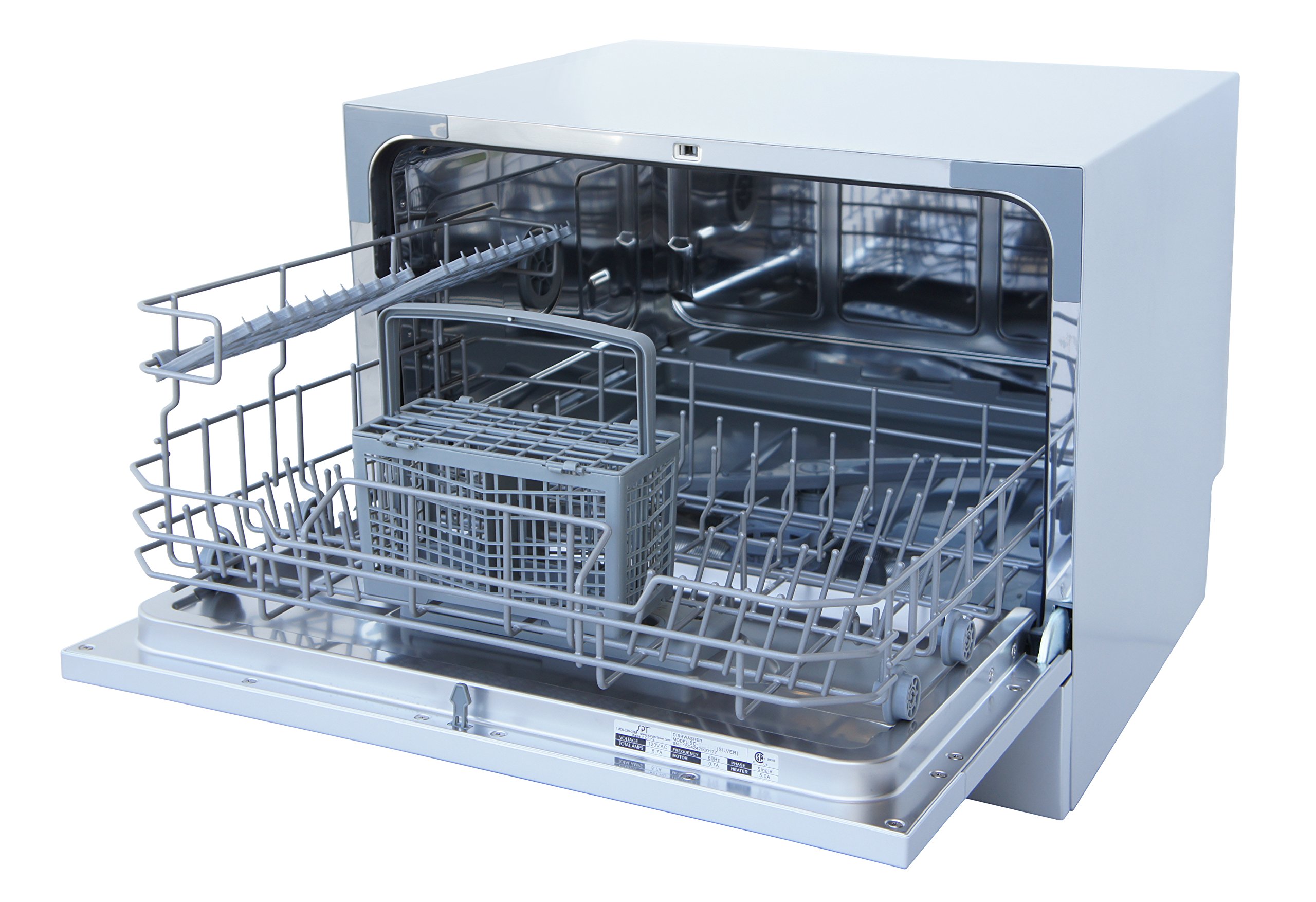 SPT SD-2224DSB ENERGY STAR Certified Compact Countertop Dishwasher with Delay Start Timer, LED Display - Silver | Space Saving for Apartments, Dorms, RVs & Small Kitchens