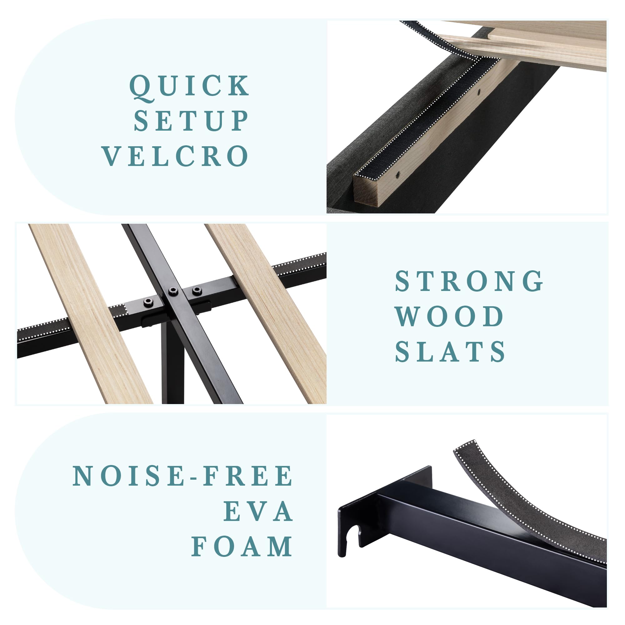 HOOMIC Queen Size Bed Frame with Headboard - Upholstered Fabric Platform Bed with Sturdy Wood Slats Support, No Box Spring Required, Dark Grey - Perfect for Master Bedrooms, Guest Rooms & Small Spaces