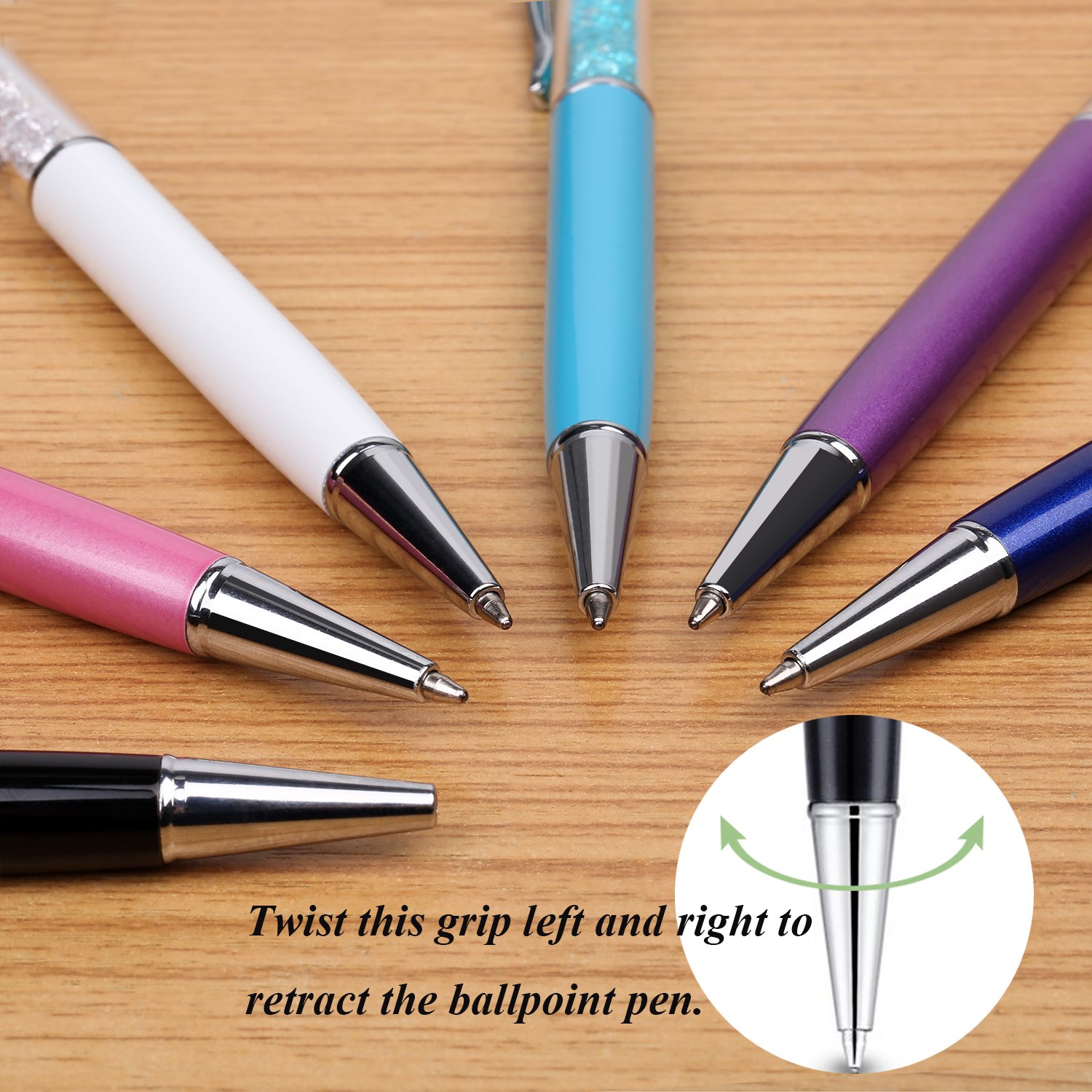 Besgoods 6-Pack 2-in-1 Stylus Pen Set - Slim Capacitive Touch Screen Stylus & Ballpoint Pen for iPhone, iPad, Samsung Tablets & Smartphones (Sky Blue, Pink, Purple, Royal Blue, Black, White) - Perfect for Note-Taking, Drawing & Digital Signatures