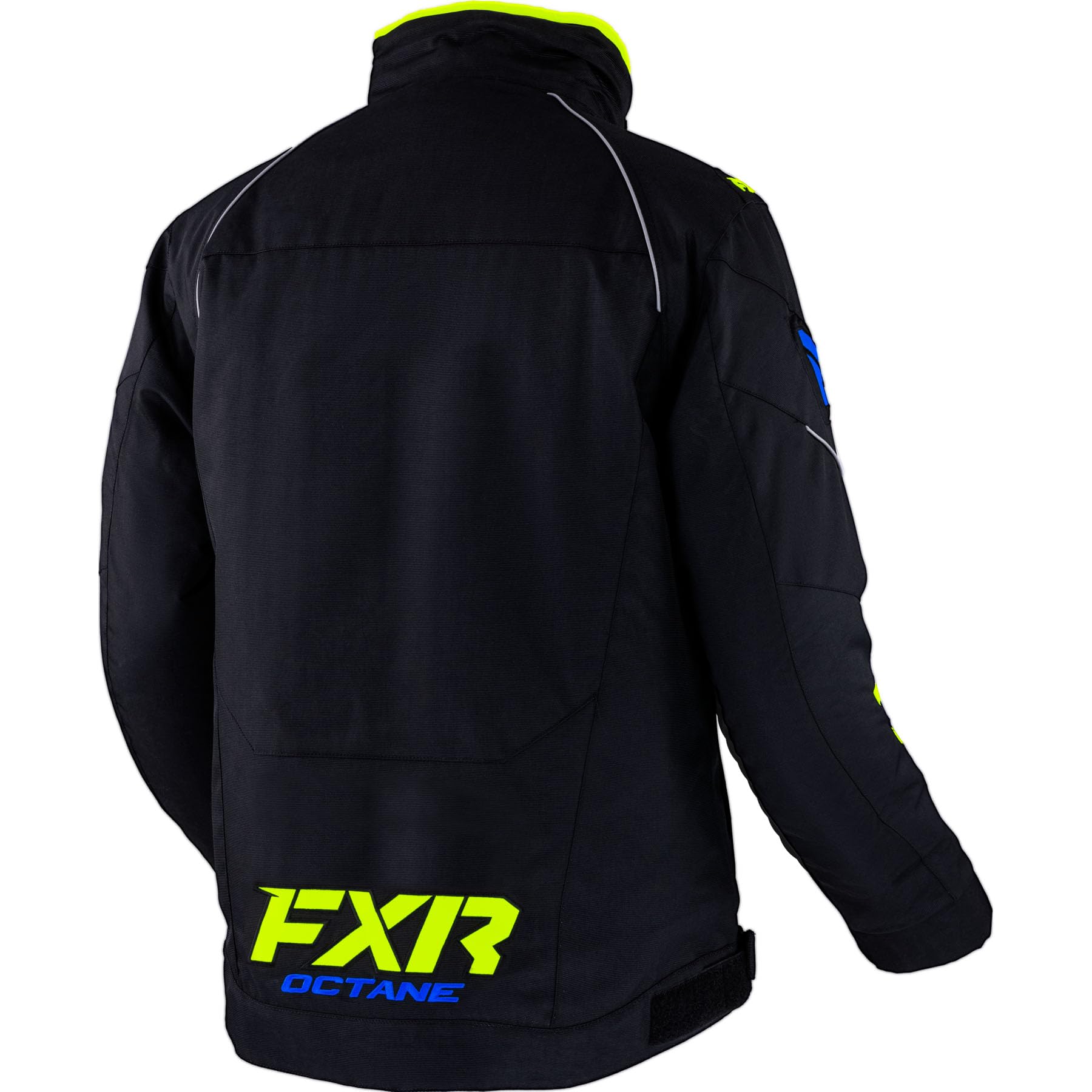 FXR Men's Octane Jacket 2025 - Waterproof Snowmobile Jacket with Hi-Vis Reflective Strips (Black/Blue/High-Visibility, 2XL) - Ideal for Winter Sports, Snowmobiling & Outdoor Adventures