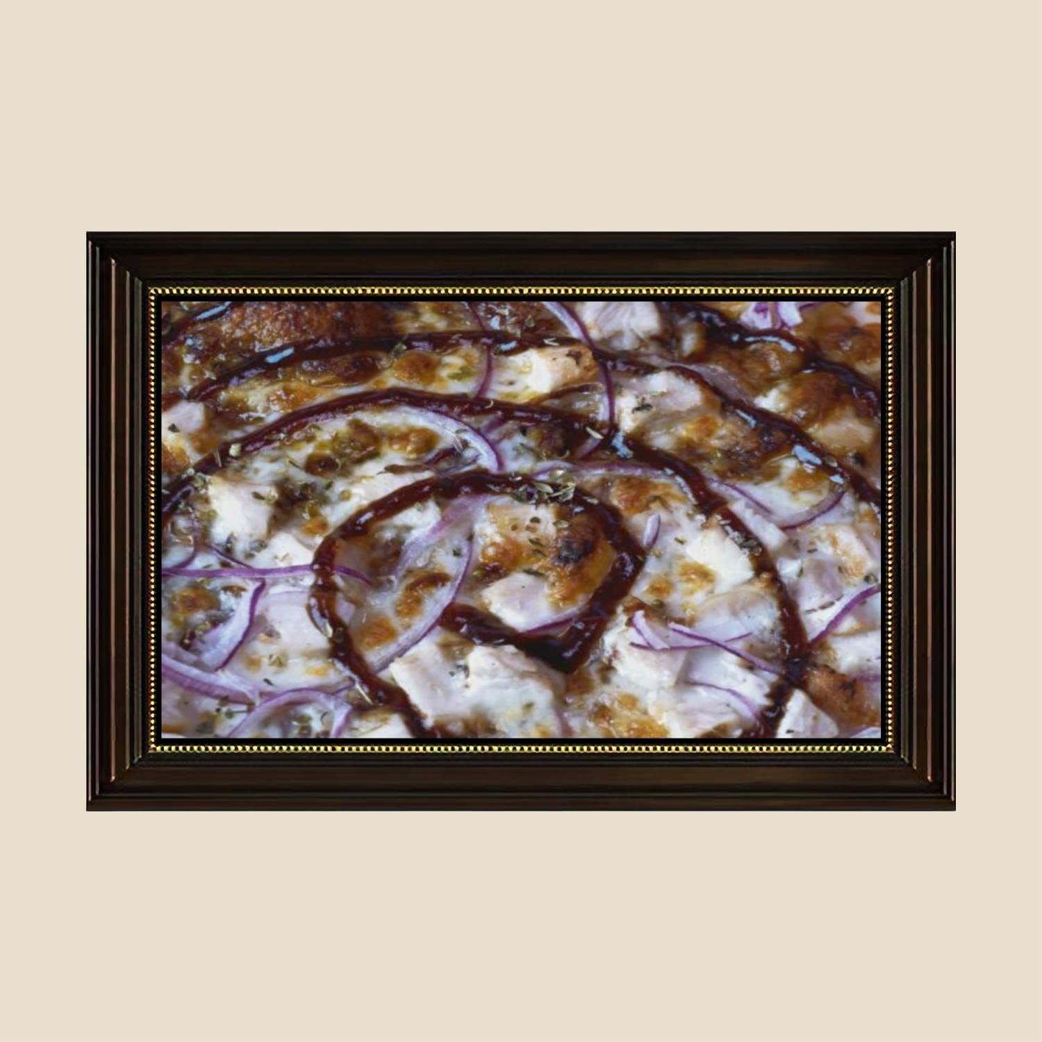 Vintage Barbecue Chicken Pizza Canvas Wall Art Print - Retro Framed Kitchen Decor Painting Poster (24x36 Inch) Ready to Hang for Dining Room, Kitchen & Pizza Restaurant Decor