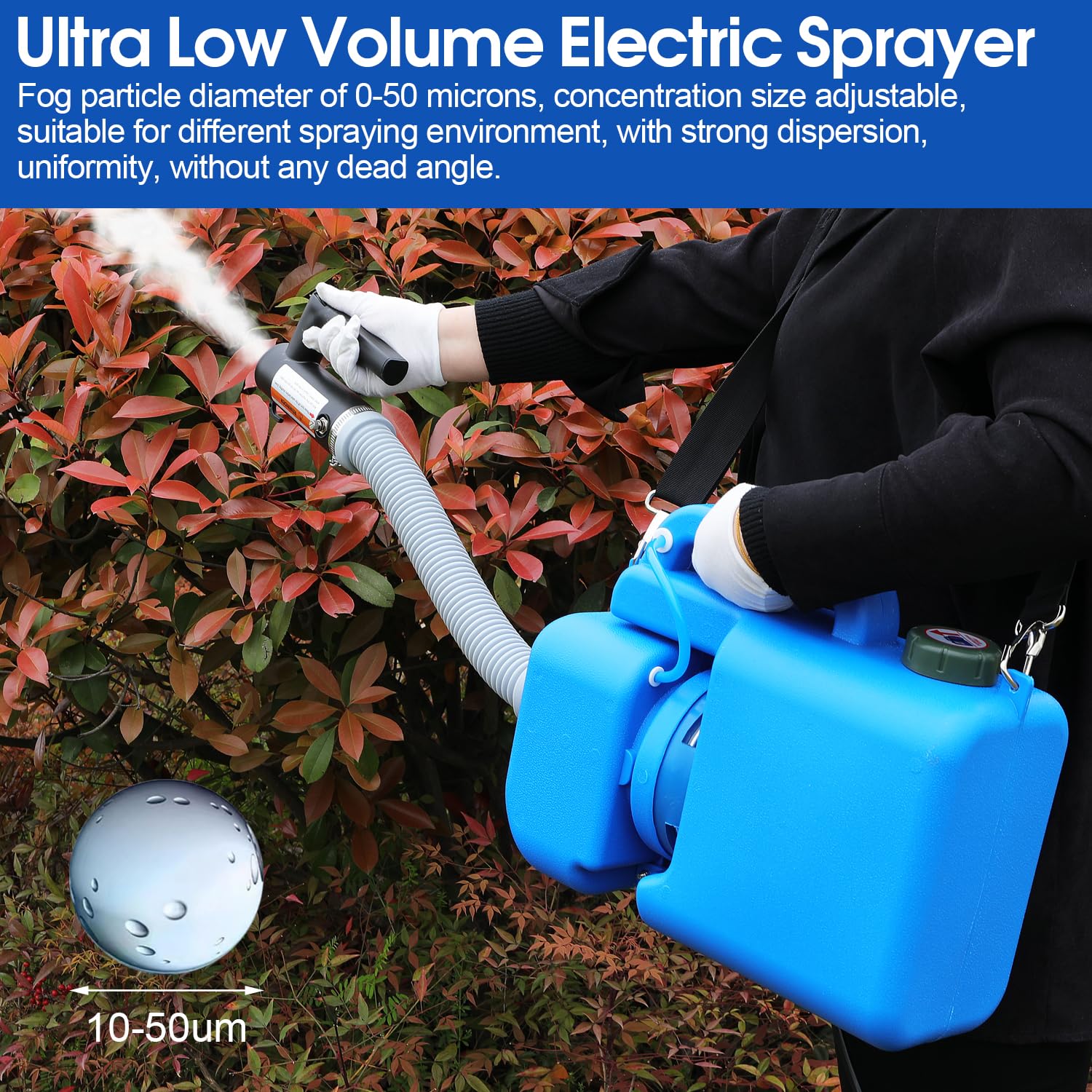 8L (2 Gallon) Electric ULV Fogger Machine - Portable Adjustable Flow Cold Mist Sprayer for Disinfection, Pest Control, Sanitization - Indoor & Outdoor Use in Homes, Schools, Hospitals, Warehouses